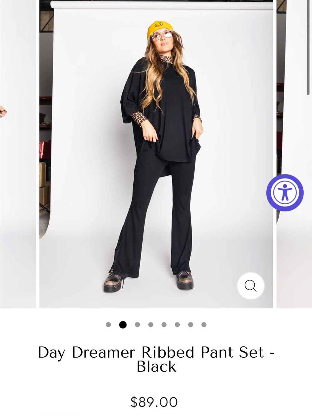 Wknd Chasers Set Wide-Leg Knit Pants with Flared Hem and Matching Oversized T